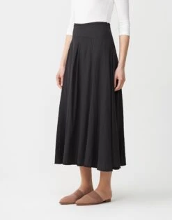 35" Linen Skirt With Back Smocking Detail