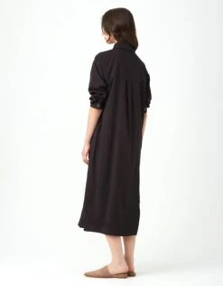 Cactus Rayon Button Down Dress With Cargo Pockets Black -Fashionable Home Wear GLSP24121 HornButtonCargoPocket.BlkLinen2 ae00c9a9 7687 4a16 92ba 84dfcbc6a202