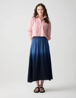 Fashionable Home Wear -Fashionable Home Wear GLSP24148 CroppedShirt.PinkBurgStripe 1