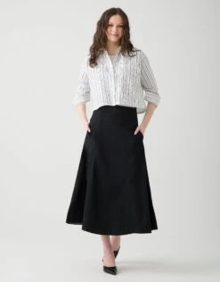 Fashionable Home Wear -Fashionable Home Wear GLSP24148 CroppedShirt.WhiteBlackStripe2