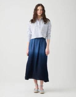 Fashionable Home Wear -Fashionable Home Wear GLSP24148 CroppedShirt.WhiteBlueStripe2