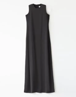 Satin Sleeveless Lined Aline Maxi Dress Shabbos Robe Black