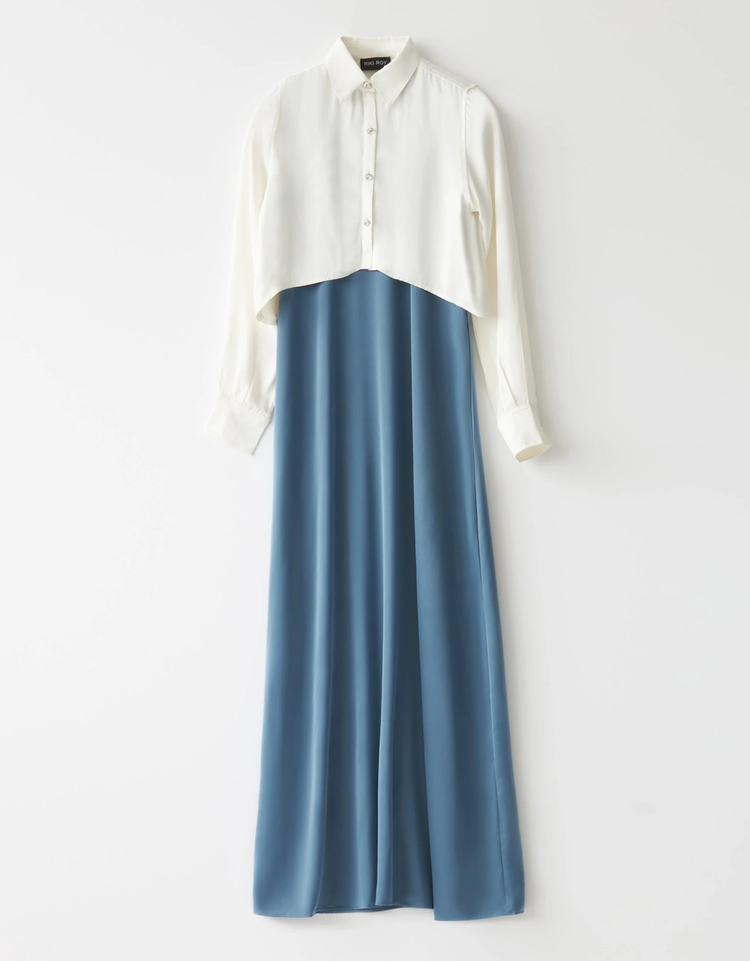 Satin Sleeveless Lined Aline Maxi Dress Shabbos Robe Light Blue 2 Satin Sleeveless Lined Aline Maxi Dress Shabbos Robe Light Blue - Image 2