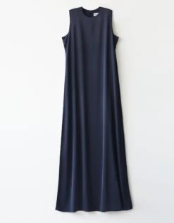 Satin Sleeveless Lined Aline Maxi Dress Shabbos Robe Navy