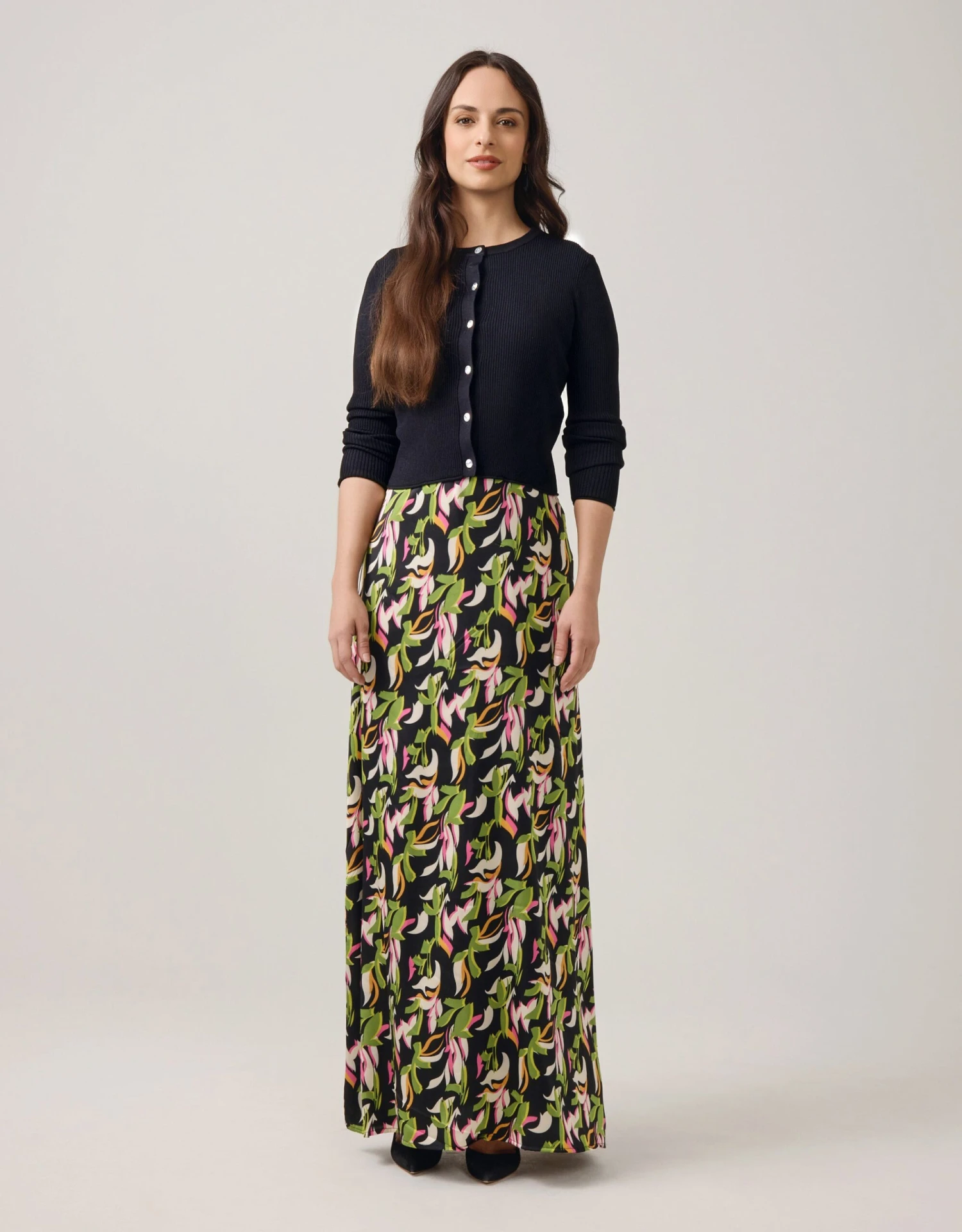 Print Satin Sleeveless Maxi Crew Shift Dress Spring Floral Multi 2 Print Satin Sleeveless Maxi Crew Shift Dress Spring Floral Multi - Image 2