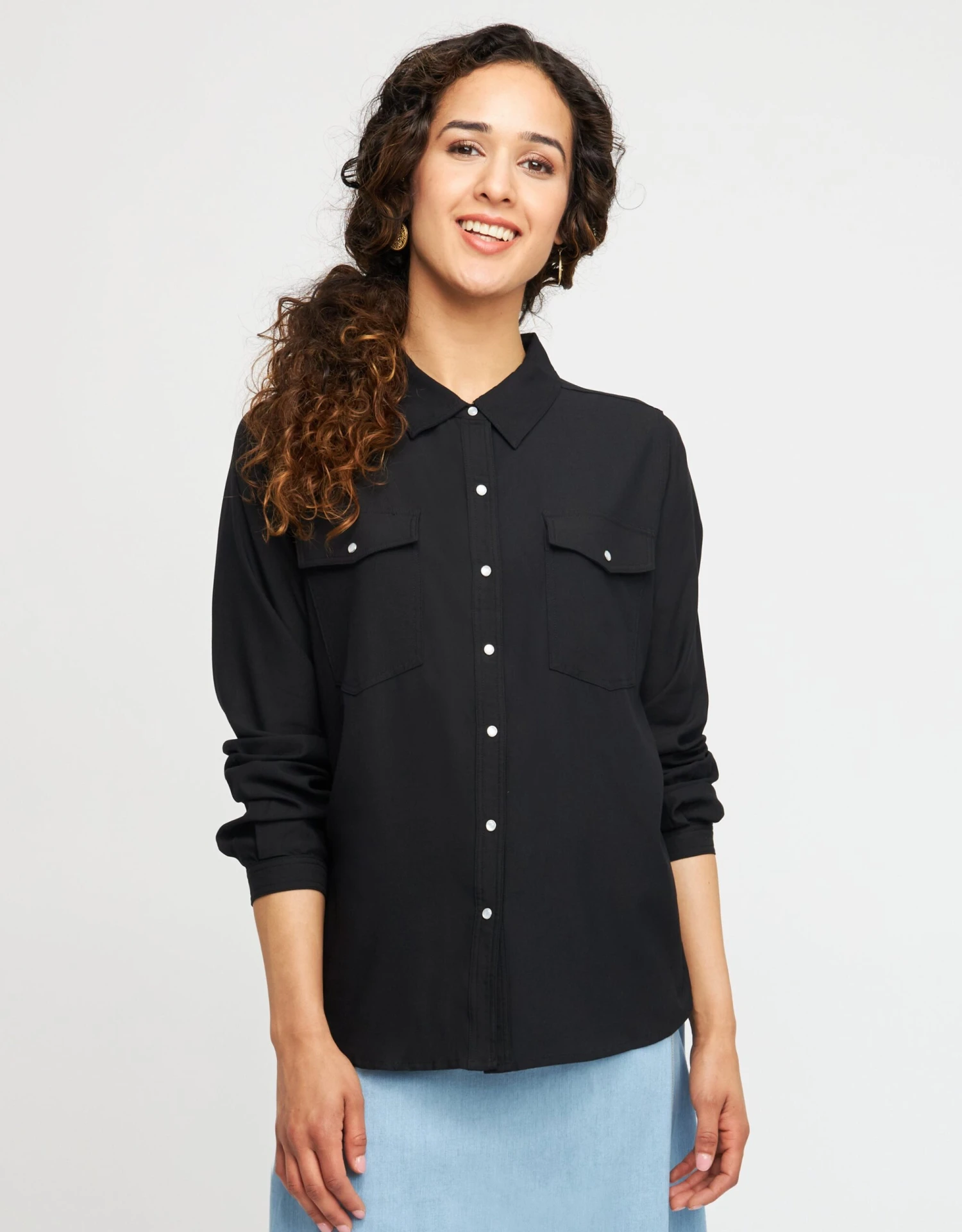 Plan-B Snap Front Western Shirt Black 1 Plan-B Snap Front Western Shirt Black