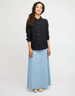 Plan-B Snap Front Western Shirt Black 5 Plan-B Snap Front Western Shirt Black -Fashionable Home Wear GSP22DN1 SnapShirtBreastPockets.Black