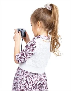 Lacey Knit Button Vest For Kids White -Fashionable Home Wear Girl LacyButton.White2