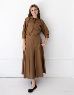 Box Pleated Cotton Skirt