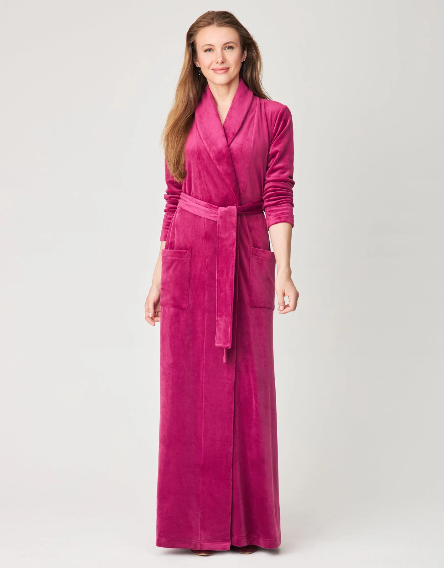 Ultra Soft Plush Velour Belted Shawl Collar Wrap Robe Rose Pink 1 Ultra Soft Plush Velour Belted Shawl Collar Wrap Robe Rose Pink