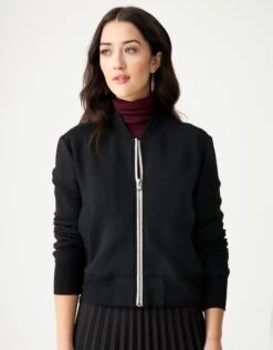 SuperSoft Jersey Jacket With Exposed Zipper Black