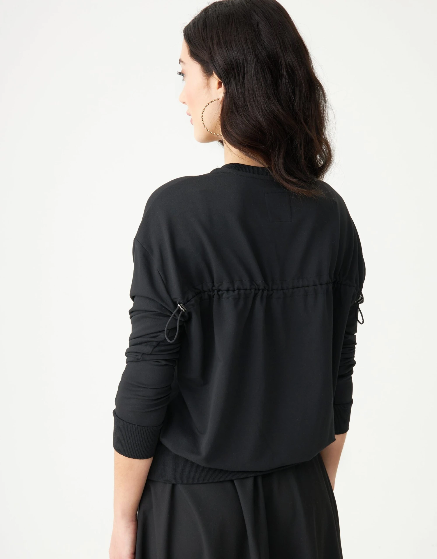 Stretch French Terry Crew Top With Back Bungee Black 2 Stretch French Terry Crew Top With Back Bungee Black - Image 2
