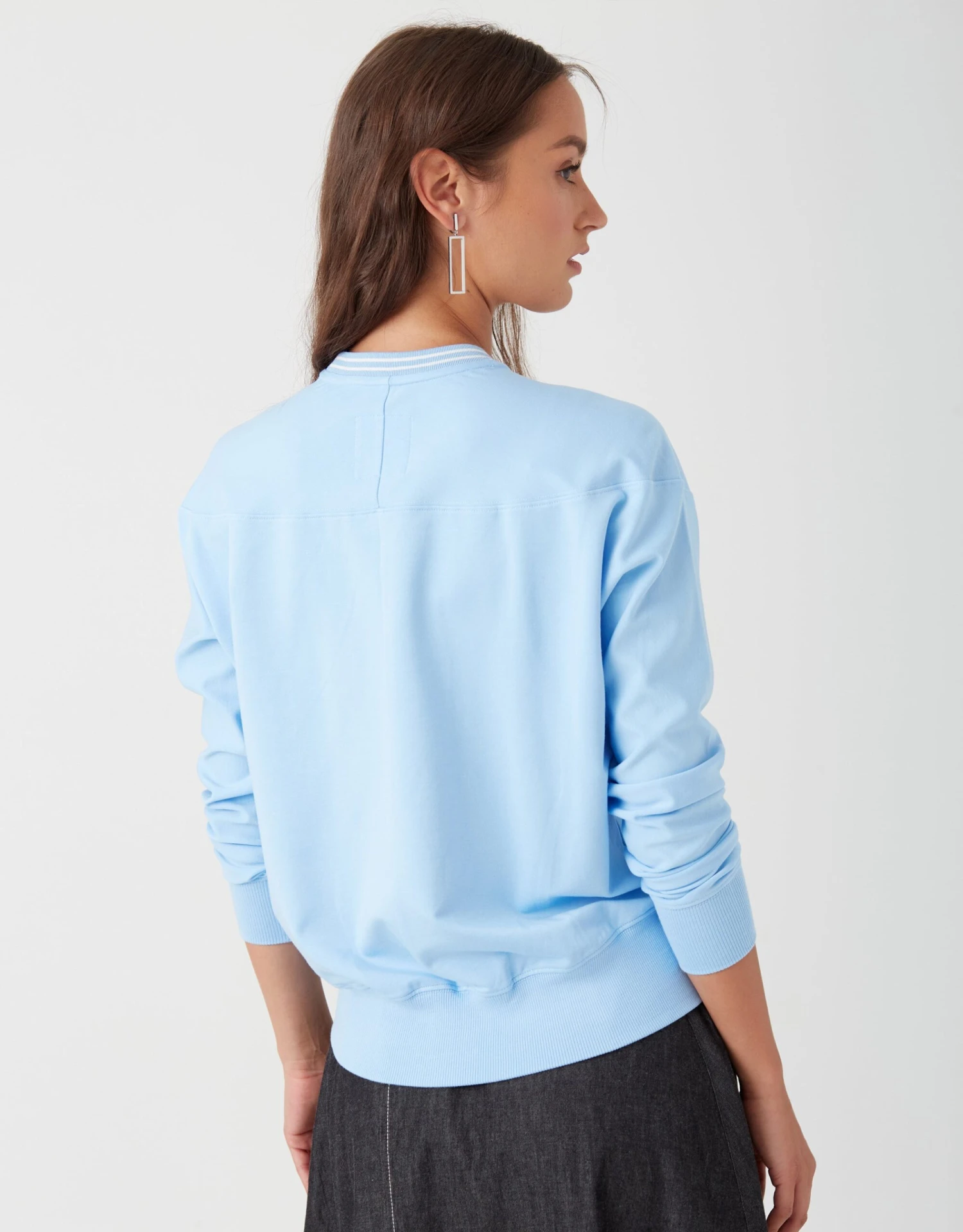 Light French Terry Sweatshirt With Pinstripe Detail Bluebell 2 Light French Terry Sweatshirt With Pinstripe Detail Bluebell - Image 2