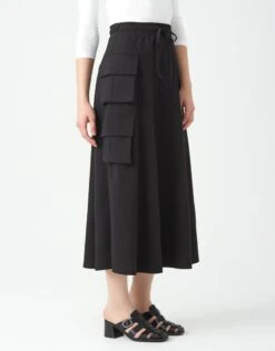 33"-35"-37" Jersey Skirt With Drawstring Elastic Waist And Double Cargo Pockets