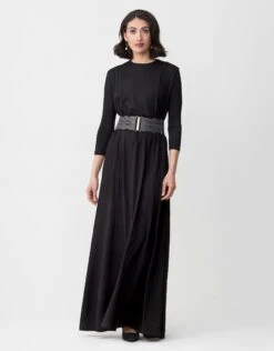 Multi Option Sleeveless Rayon Maxi Dress Shabbos Robe With Tie Front Shirt Two Piece Set 7 Multi Option Sleeveless Rayon Maxi Dress Shabbos Robe With Tie Front Shirt Two Piece Set -Fashionable Home Wear JerseyBasicSleevelessShift2