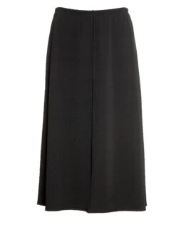 27" Lined Elastic Waist Crepe Skirt With Exposed Center Seam Black