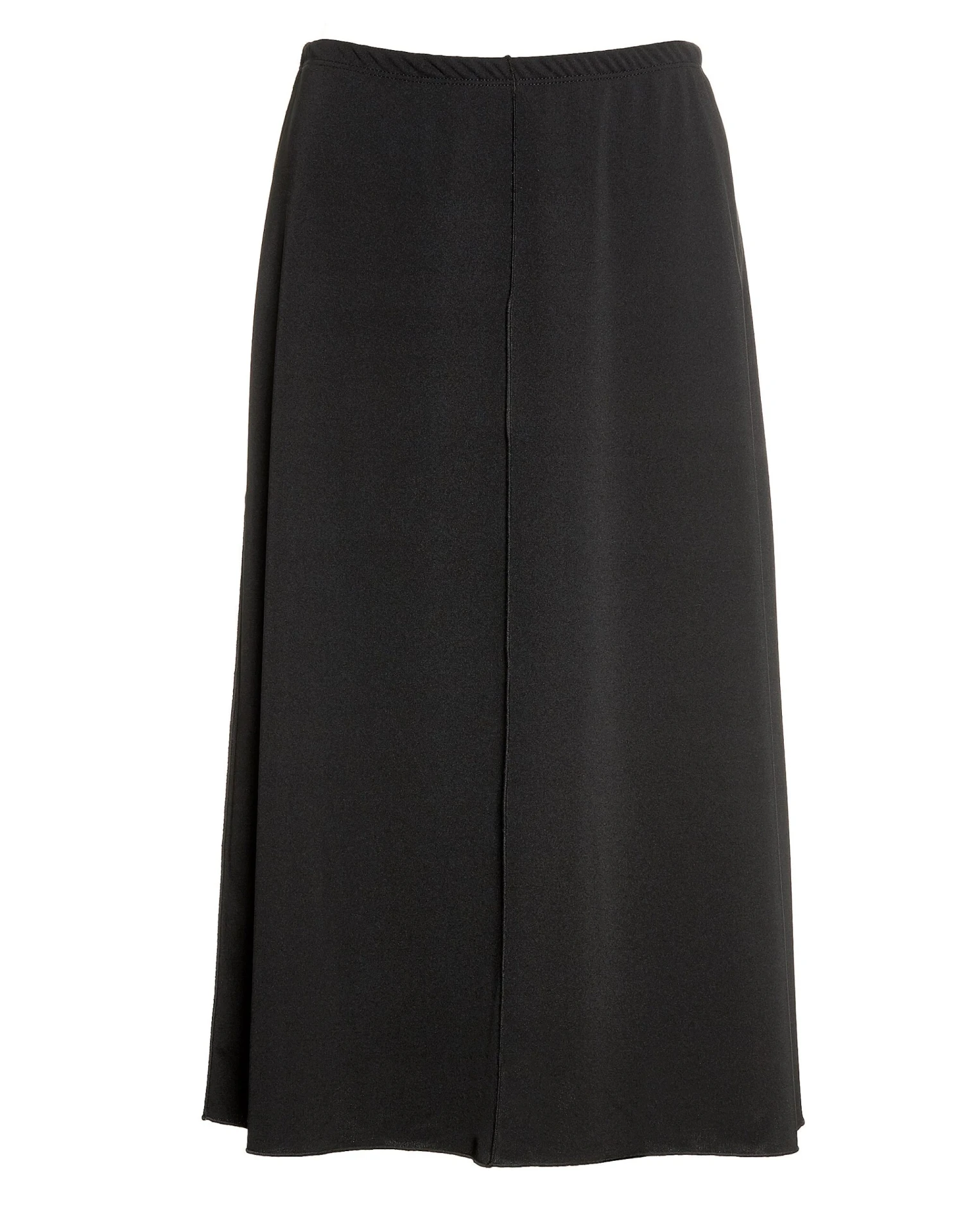27" Lined Elastic Waist Crepe Skirt With Exposed Center Seam Black 1 27" Lined Elastic Waist Crepe Skirt With Exposed Center Seam Black