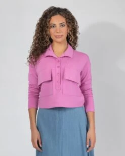 Double Pocket Cropped Polo 10 Double Pocket Cropped Polo -Fashionable Home Wear LS 5