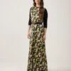 Print Satin Sleeveless Maxi Crew Shift Dress Spring Floral Multi