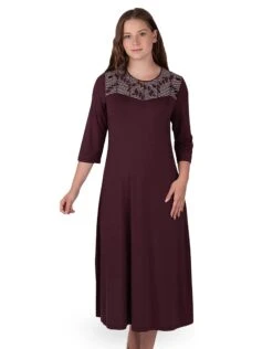Cinderella Soft Nightshirt With Embroidered Panel Aubergine