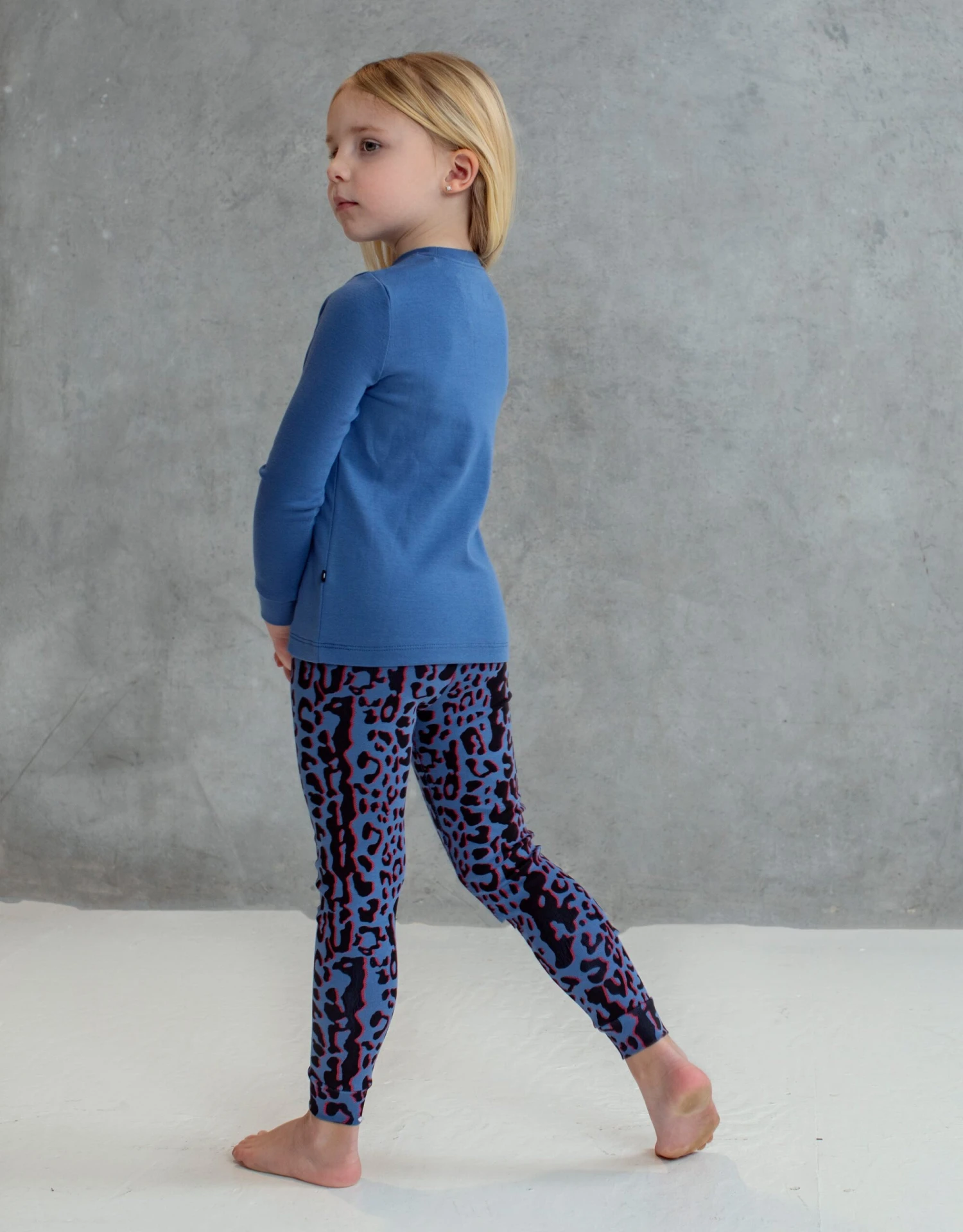 Kids Pima Cotton Adorable Motif Legging Playwear Set Blue 2 Kids Pima Cotton Adorable Motif Legging Playwear Set Blue - Image 2