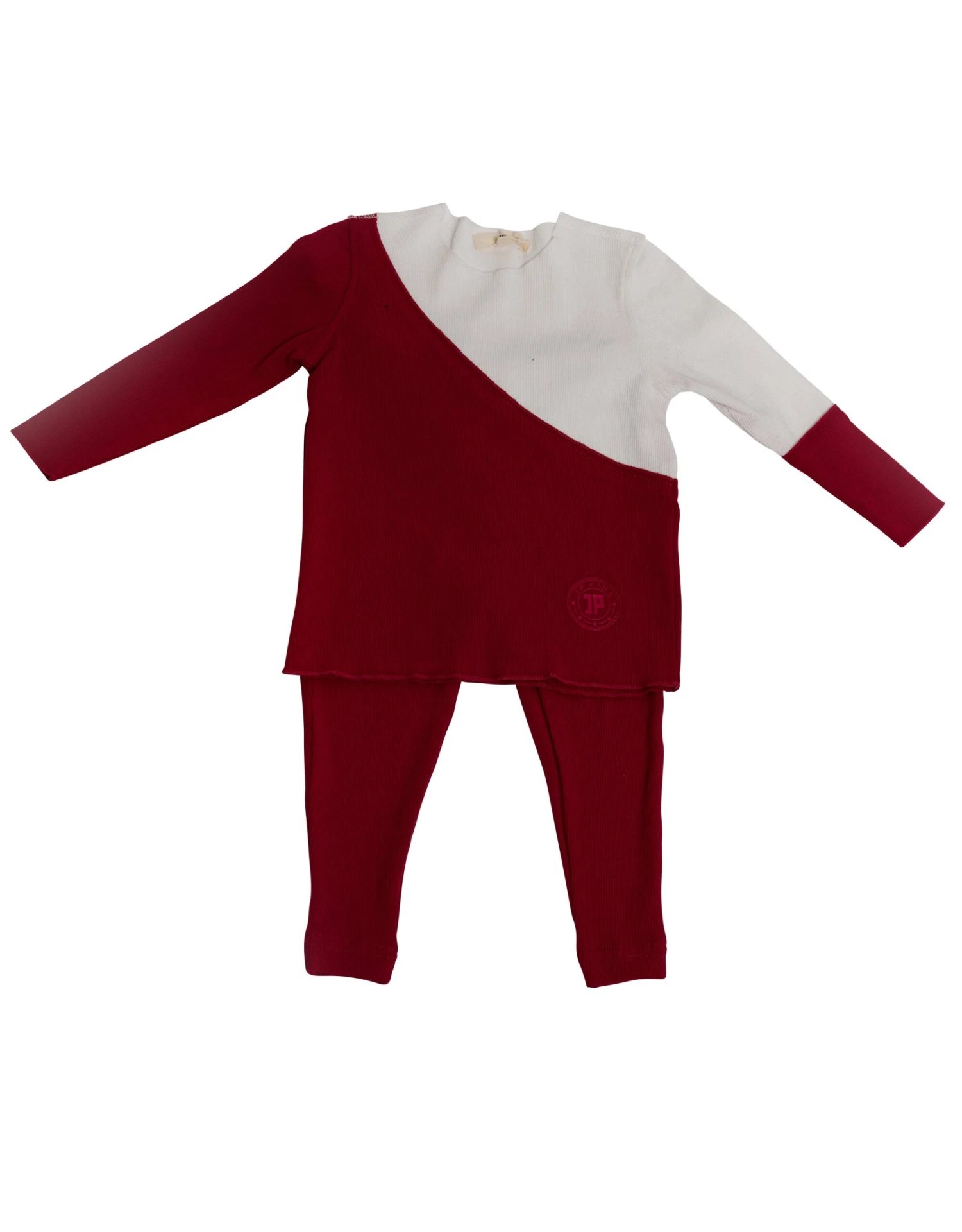 Kids Pima Cotton Colorblock Legging Playwear Set Burgundy 1 Kids Pima Cotton Colorblock Legging Playwear Set Burgundy