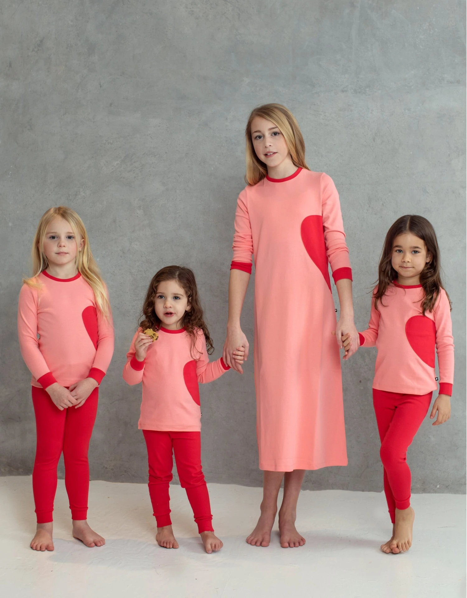 Kids Pima Cotton Wrap Around Heart Motif Legging Playwear Set Pink 1 Kids Pima Cotton Wrap Around Heart Motif Legging Playwear Set Pink