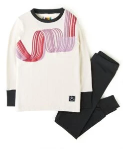 Girls Pima Cotton Pink StrandsLegging Playwear Set White