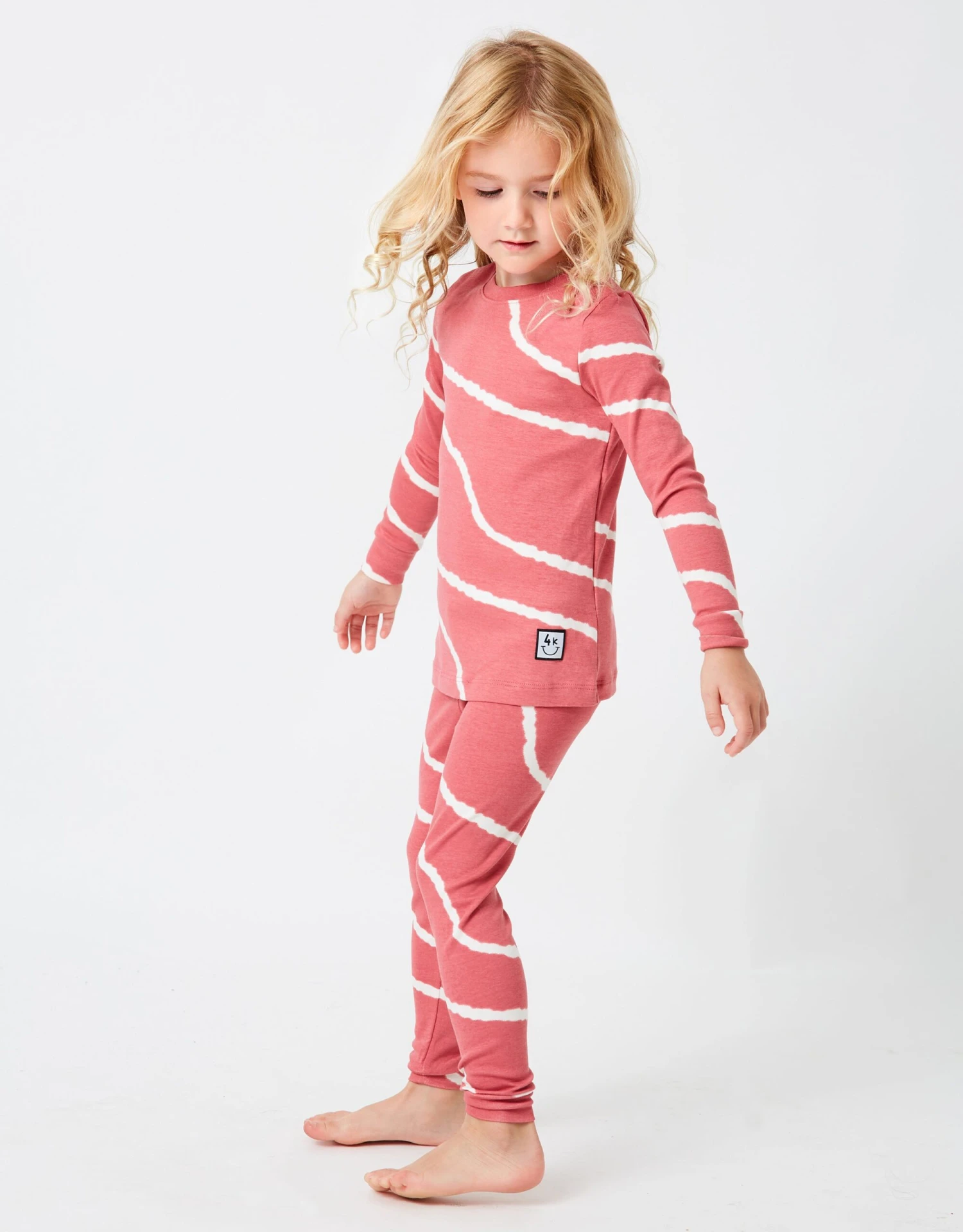 Kids Pima Cotton Streaks Legging Playwear Set Pink 1 Kids Pima Cotton Streaks Legging Playwear Set Pink