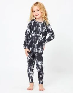 Kids Pima Cotton Tie Dye Legging Playwear Set Black