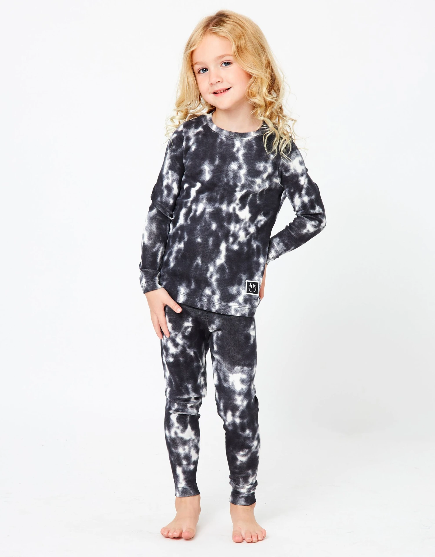 Kids Pima Cotton Tie Dye Legging Playwear Set Black 1 Kids Pima Cotton Tie Dye Legging Playwear Set Black