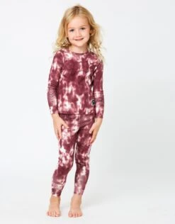 Kids Pima Cotton Tie Dye Legging Playwear Set Burgundy