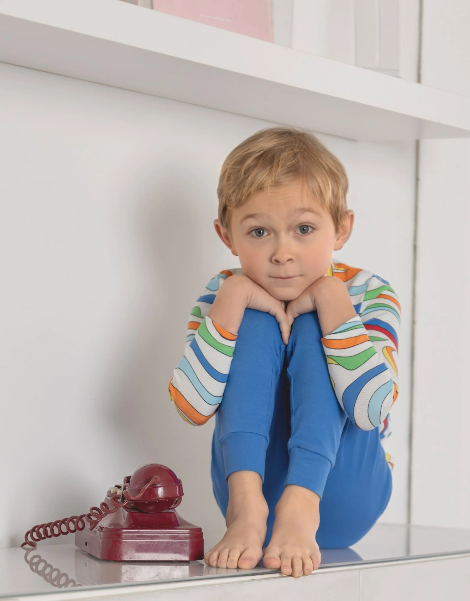 Pima Cotton Kaleidoscope Kids Pajamas Legging Playwear Set Blue Combo 2 Pima Cotton Kaleidoscope Kids Pajamas Legging Playwear Set Blue Combo - Image 2