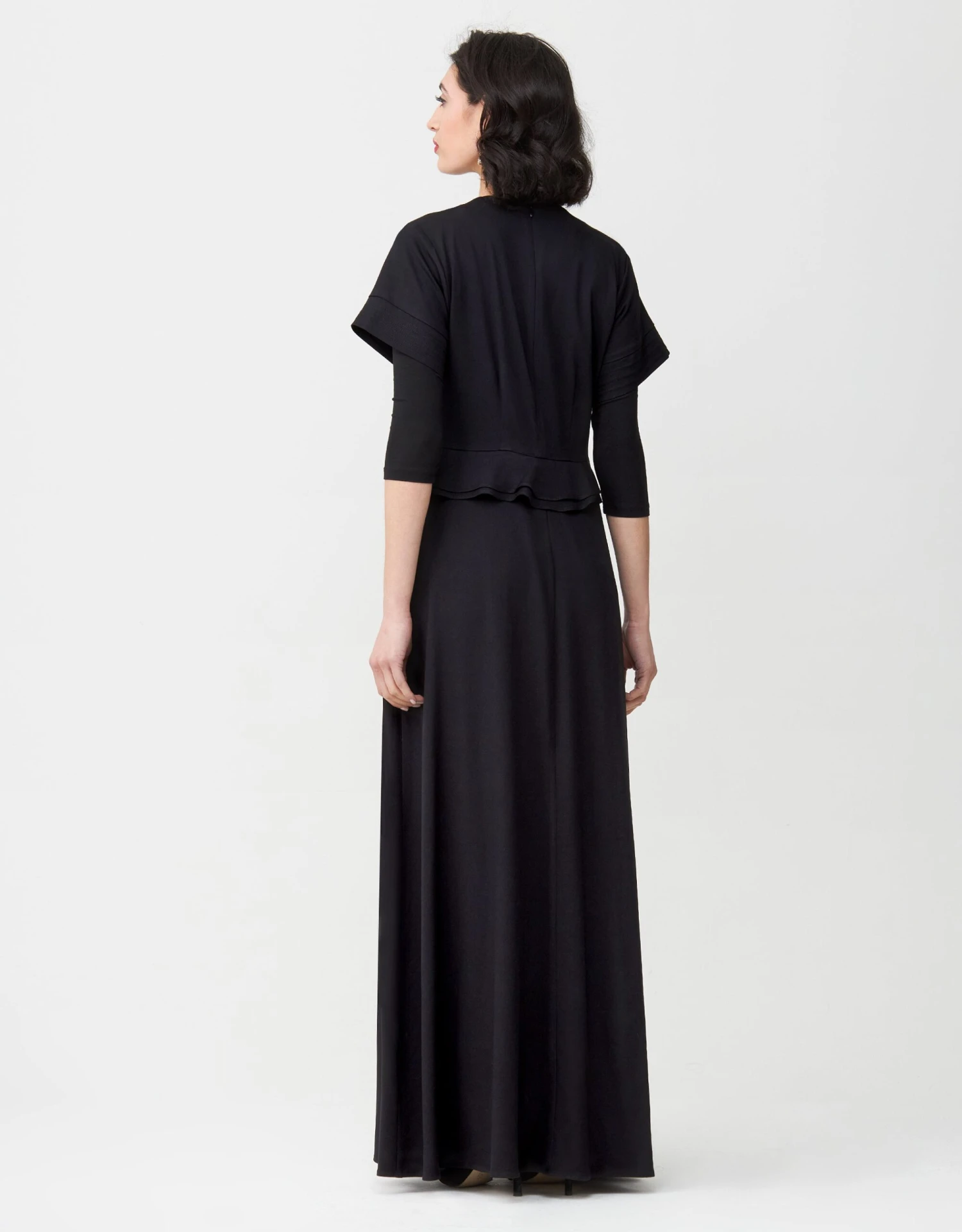 Rayon Maxi Dress Shabbos Robe With Back And Side Ruffles 2 Rayon Maxi Dress Shabbos Robe With Back And Side Ruffles - Image 2