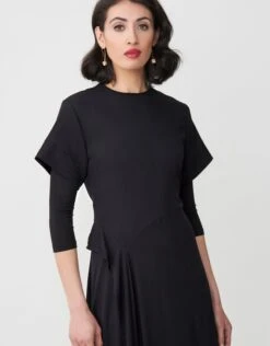 Rayon Maxi Dress Shabbos Robe With Back And Side Ruffles 5 Rayon Maxi Dress Shabbos Robe With Back And Side Ruffles -Fashionable Home Wear RF242722 BackSideRuffleRayon.Blk3