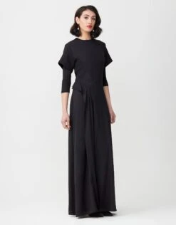 Rayon Maxi Dress Shabbos Robe With Back And Side Ruffles