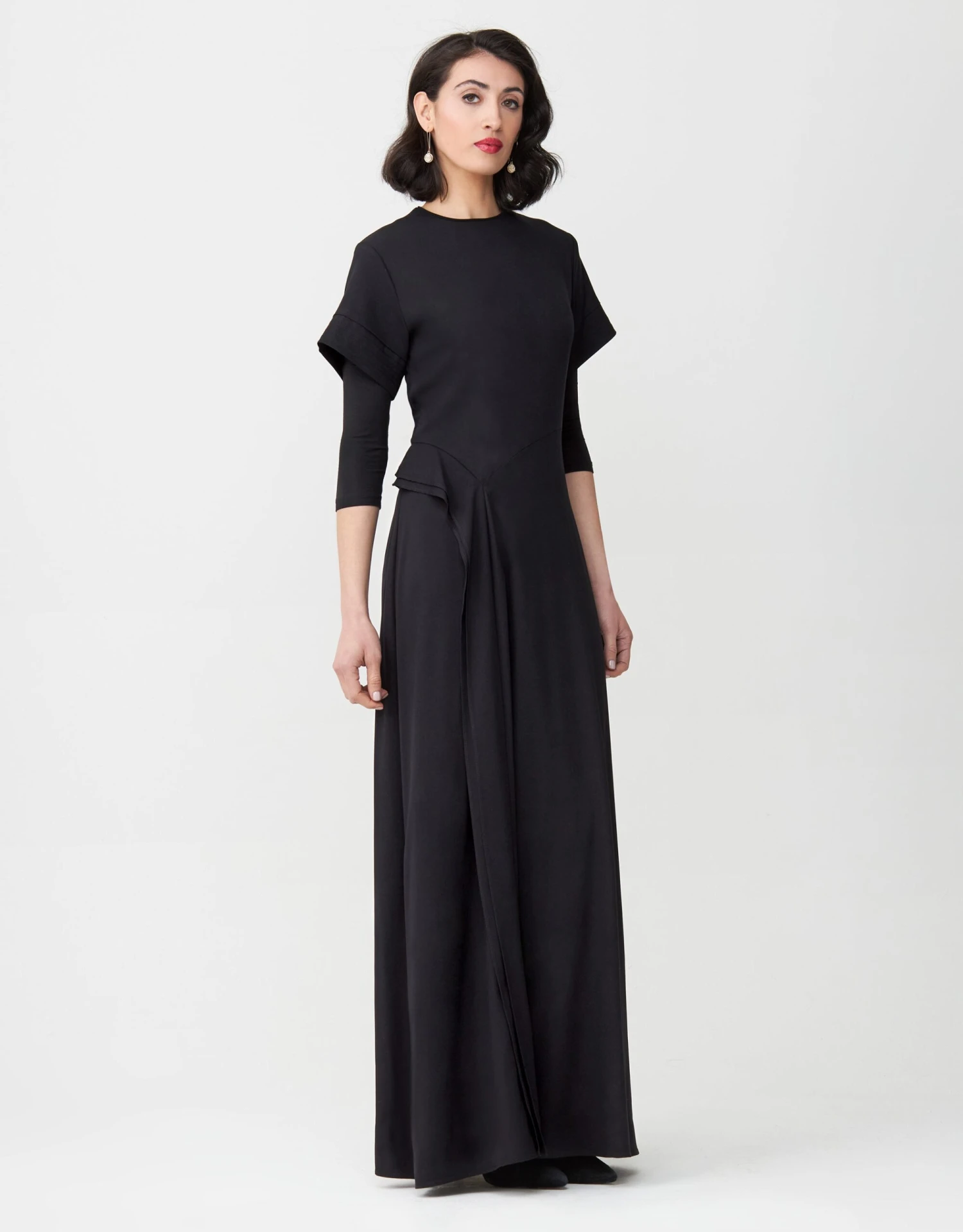 Rayon Maxi Dress Shabbos Robe With Back And Side Ruffles 1 Rayon Maxi Dress Shabbos Robe With Back And Side Ruffles