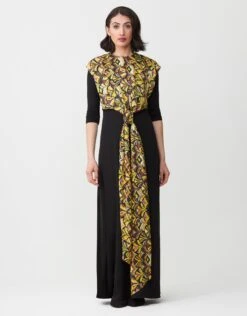 Maxi Dress Shabbos Robe With Print Multi Option Obi Tie Overlay