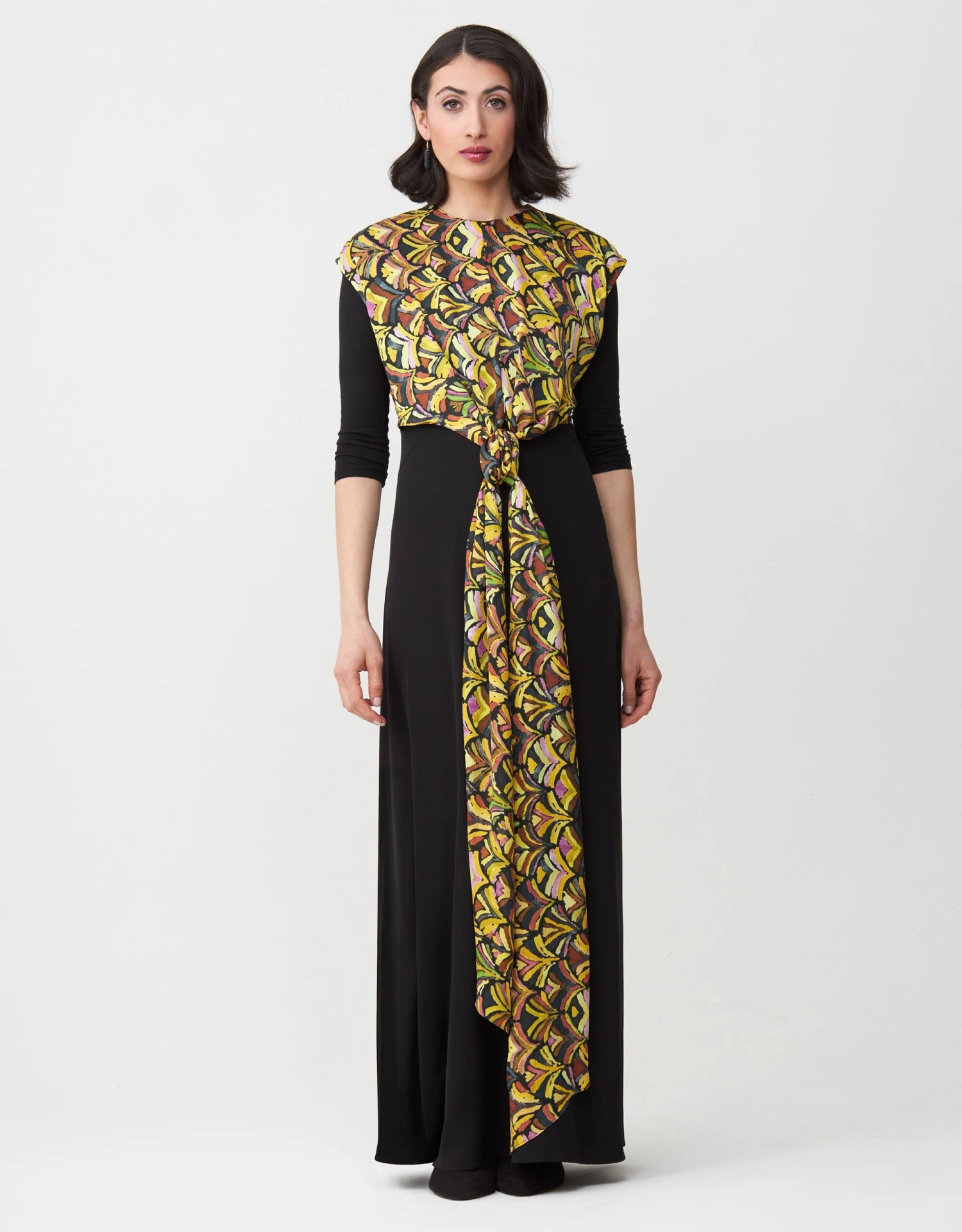 Maxi Dress Shabbos Robe With Print Multi Option Obi Tie Overlay 1 Maxi Dress Shabbos Robe With Print Multi Option Obi Tie Overlay