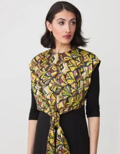 Maxi Dress Shabbos Robe With Print Multi Option Obi Tie Overlay 13 Maxi Dress Shabbos Robe With Print Multi Option Obi Tie Overlay -Fashionable Home Wear RF242729J PrintObiBolero2a