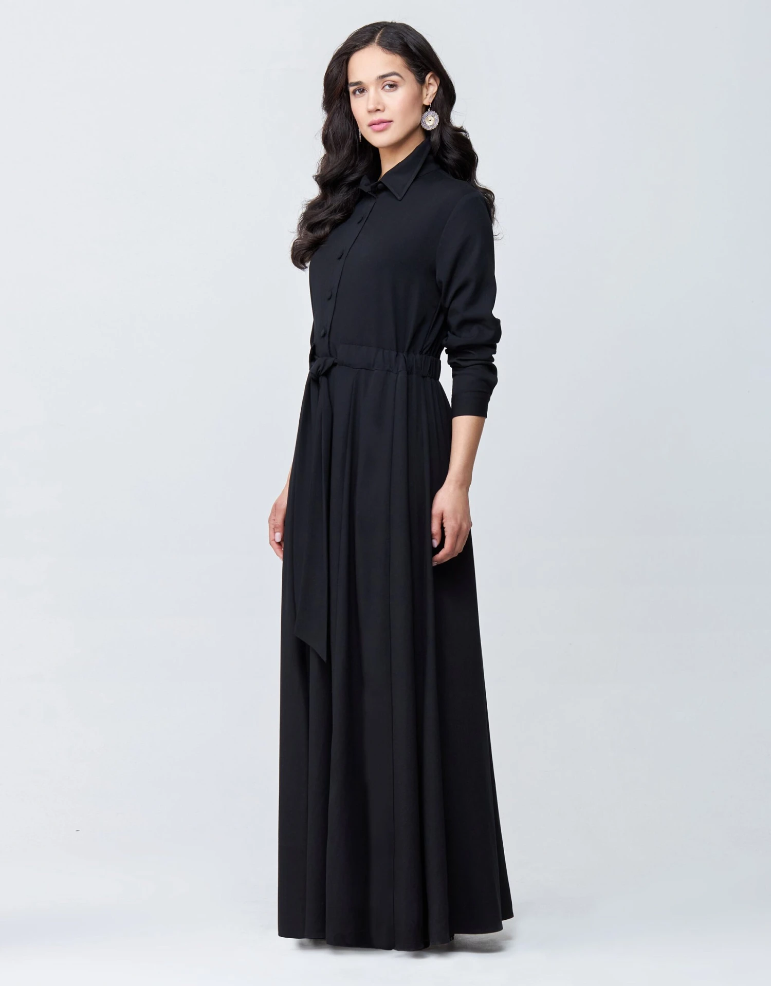 Rayon Maxi Dress Shabbos Robe Shirtdress With Enclosed Tie Belt 1 Rayon Maxi Dress Shabbos Robe Shirtdress With Enclosed Tie Belt