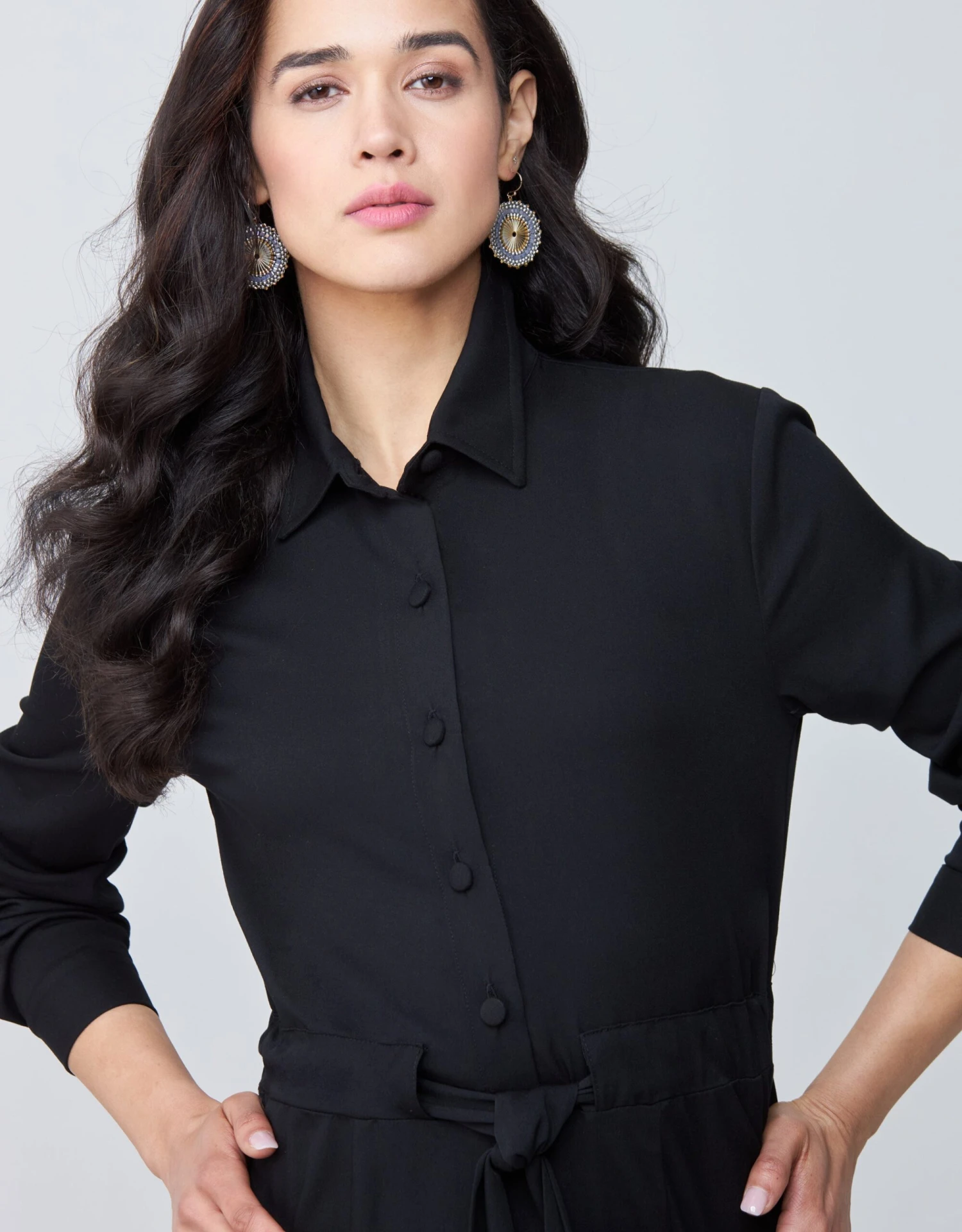 Rayon Maxi Dress Shabbos Robe Shirtdress With Enclosed Tie Belt 2 Rayon Maxi Dress Shabbos Robe Shirtdress With Enclosed Tie Belt - Image 2