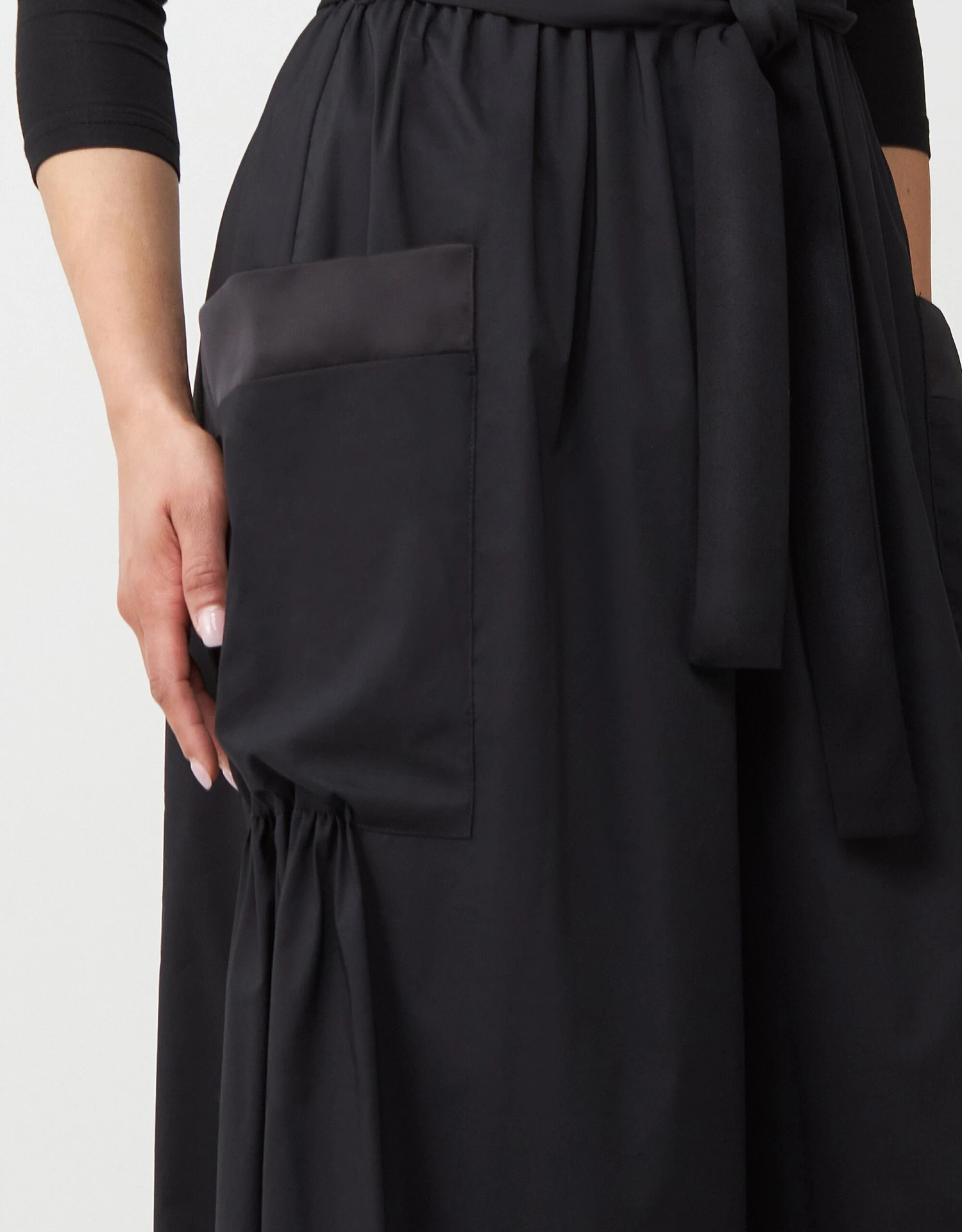 Cotton Poplin Elastic Waist Pocket Jumper With Satin Trim 2 Cotton Poplin Elastic Waist Pocket Jumper With Satin Trim - Image 2