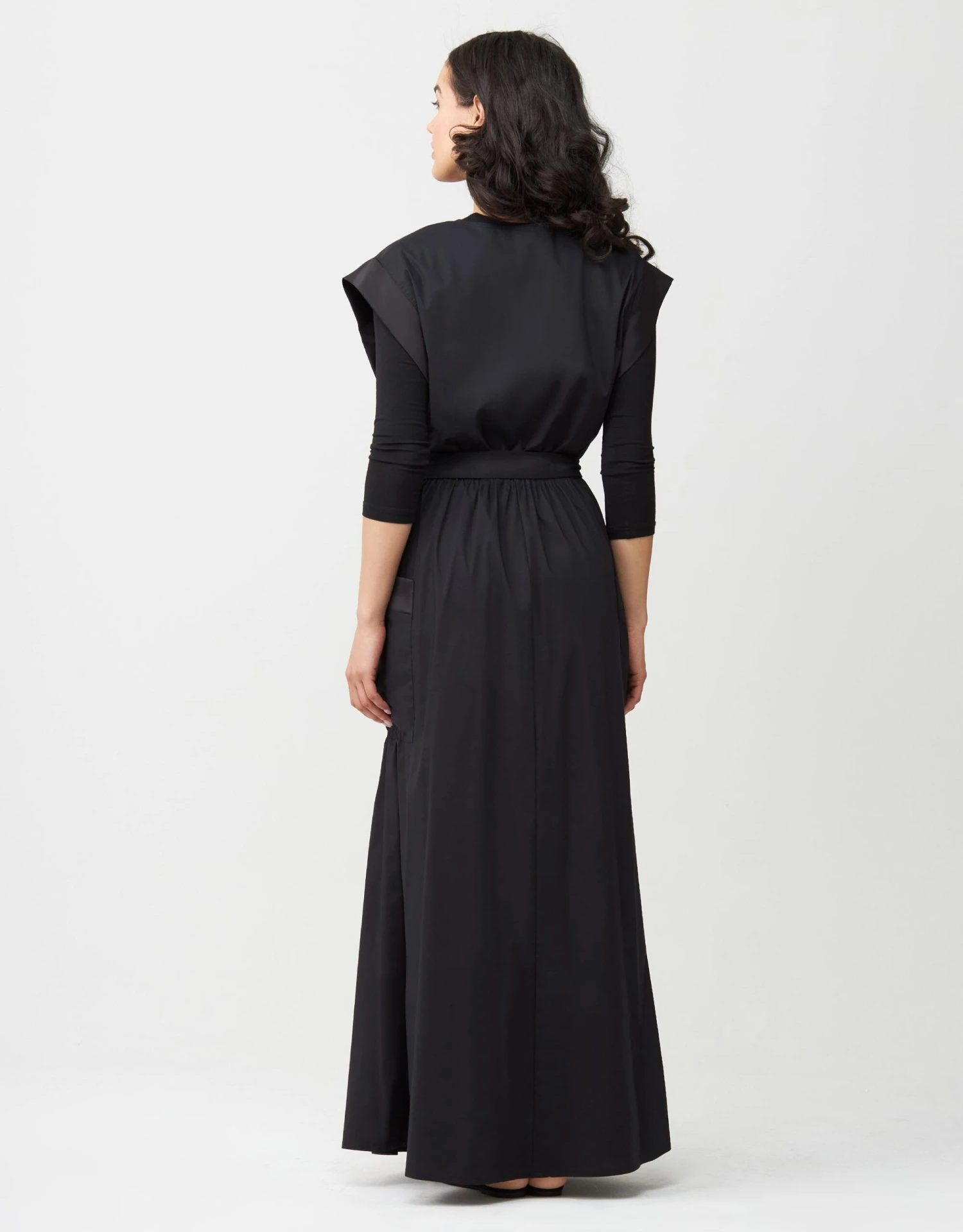 Cotton Poplin Elastic Waist Pocket Jumper With Satin Trim 3 Cotton Poplin Elastic Waist Pocket Jumper With Satin Trim - Image 3