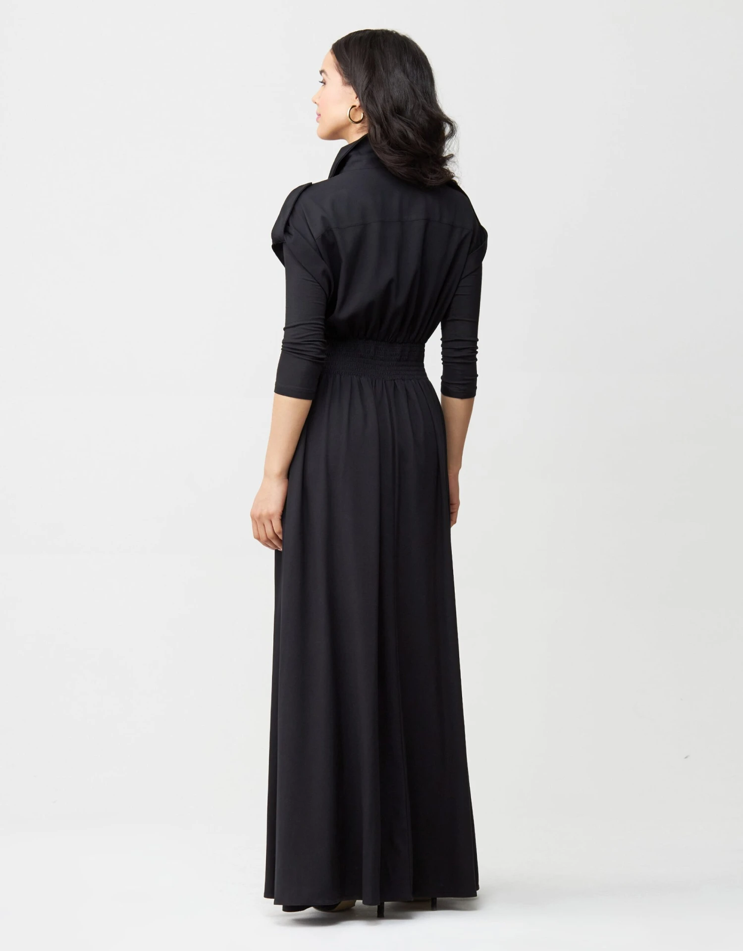Rayon Twist Waist Maxi Dress Shabbos Robe With Shirred Back Detail 2 Rayon Twist Waist Maxi Dress Shabbos Robe With Shirred Back Detail - Image 2