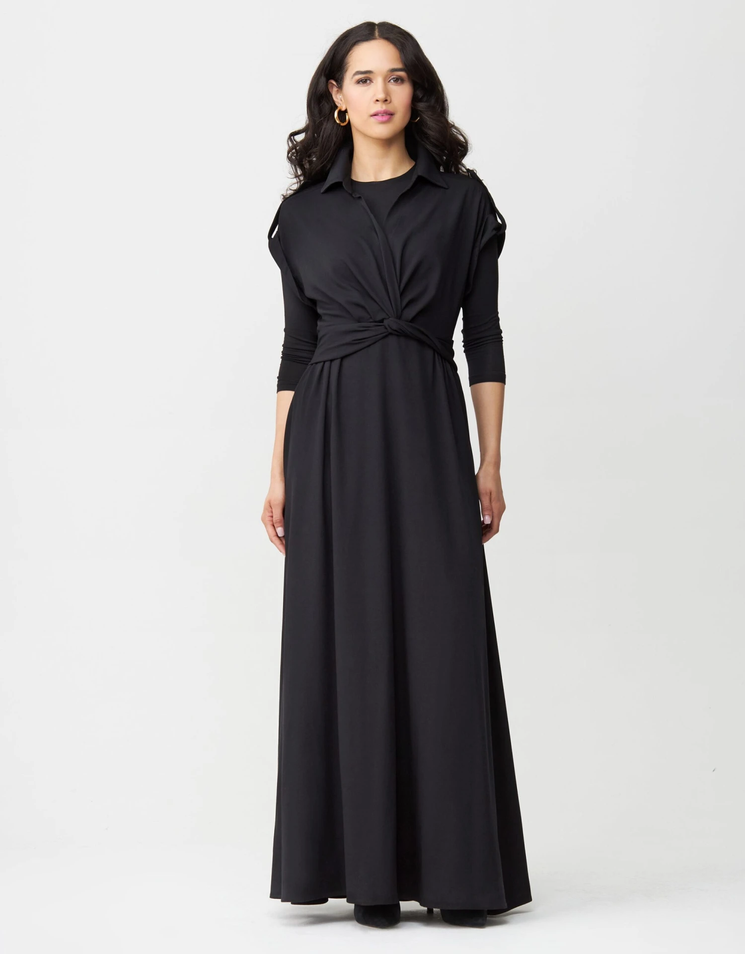Rayon Twist Waist Maxi Dress Shabbos Robe With Shirred Back Detail 1 Rayon Twist Waist Maxi Dress Shabbos Robe With Shirred Back Detail