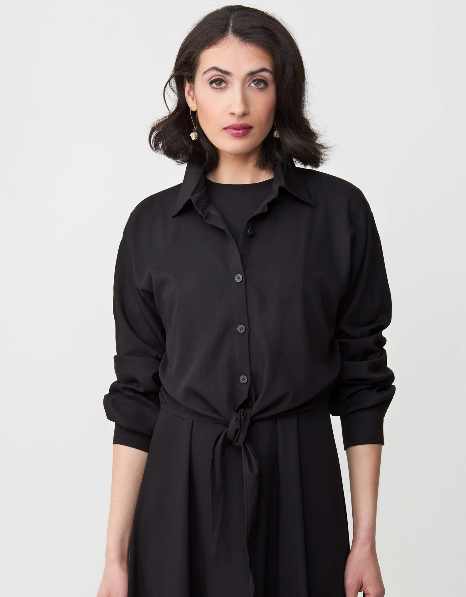 Multi Option Sleeveless Rayon Maxi Dress Shabbos Robe With Tie Front Shirt Two Piece Set 4 Multi Option Sleeveless Rayon Maxi Dress Shabbos Robe With Tie Front Shirt Two Piece Set - Image 4