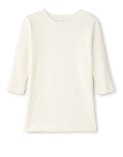 Kids Pima Cotton 3/4 Sleeve Ribbed Crew Neck Shell