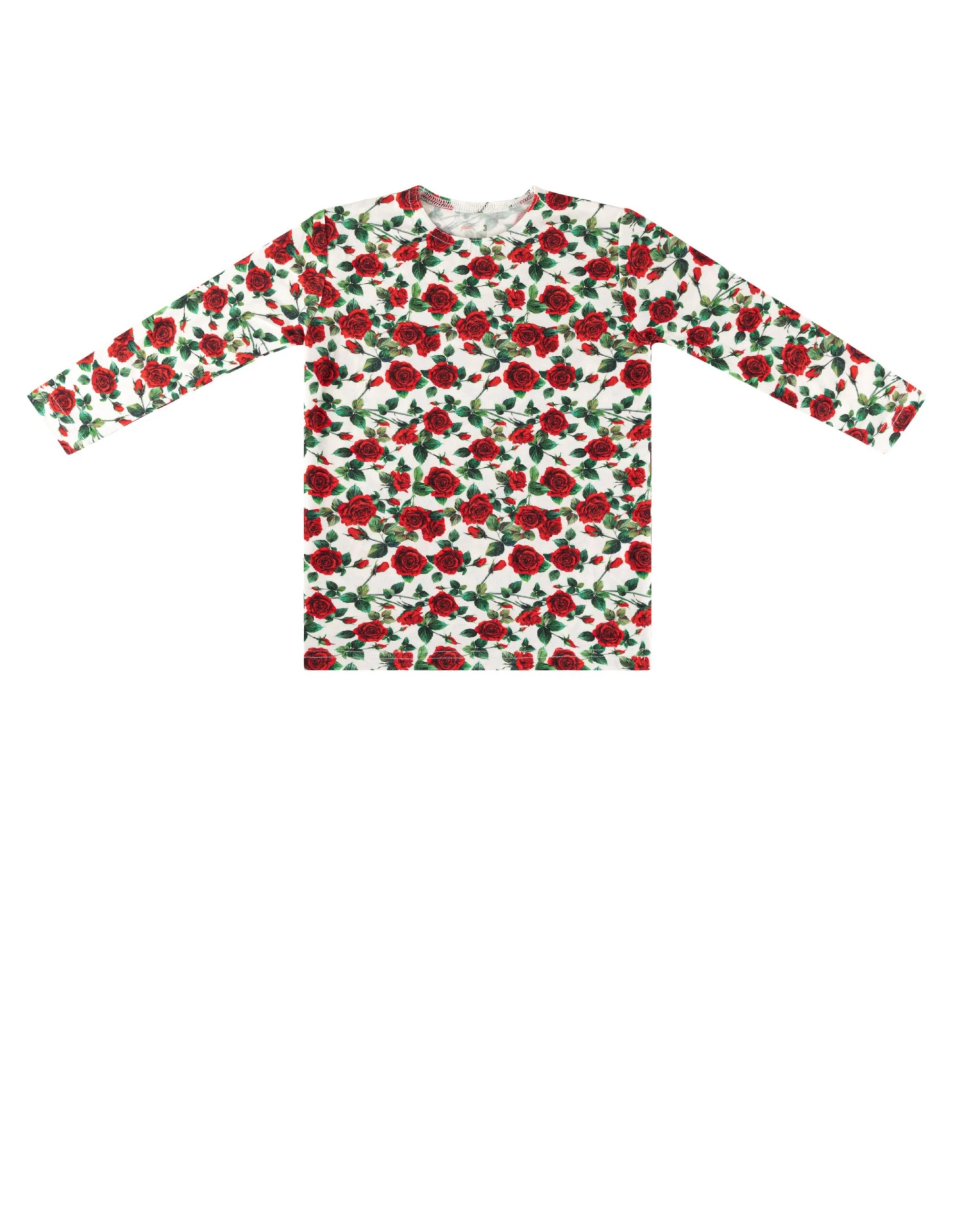 Kids Long Sleeve Crew Neck Print Shell Roses 1 Kids Long Sleeve Crew Neck Print Shell Roses