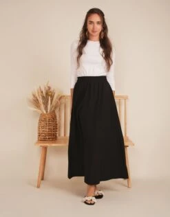 Linen Maxi Pull On Skirt